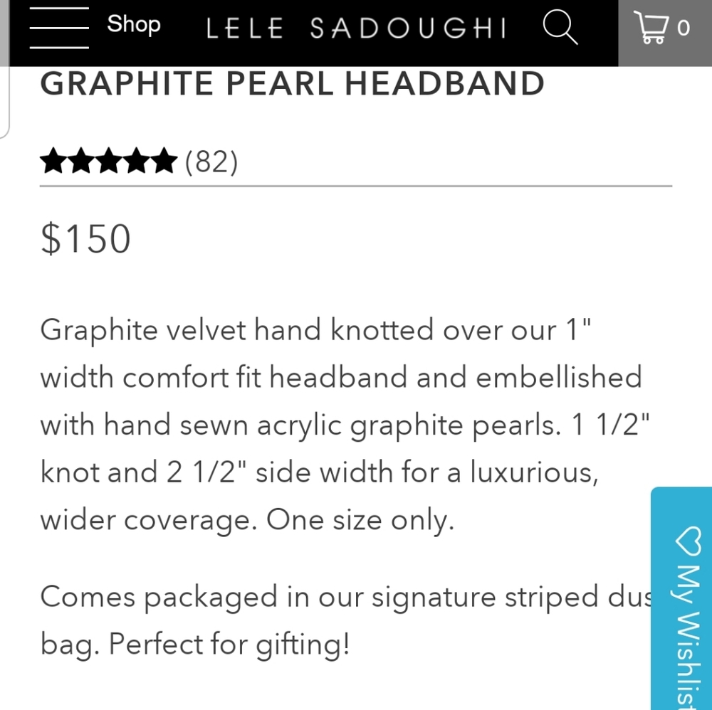 π Lele Sadoughi Graphite Pearl Velvet Headband - Picture 7 of 7